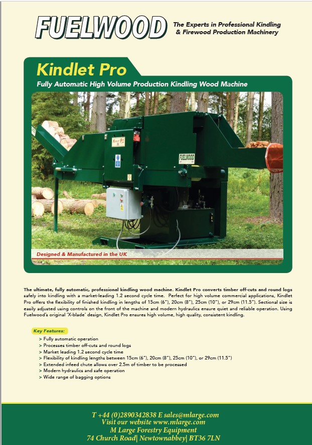 Fuelwood Kindling Machines available from M Large