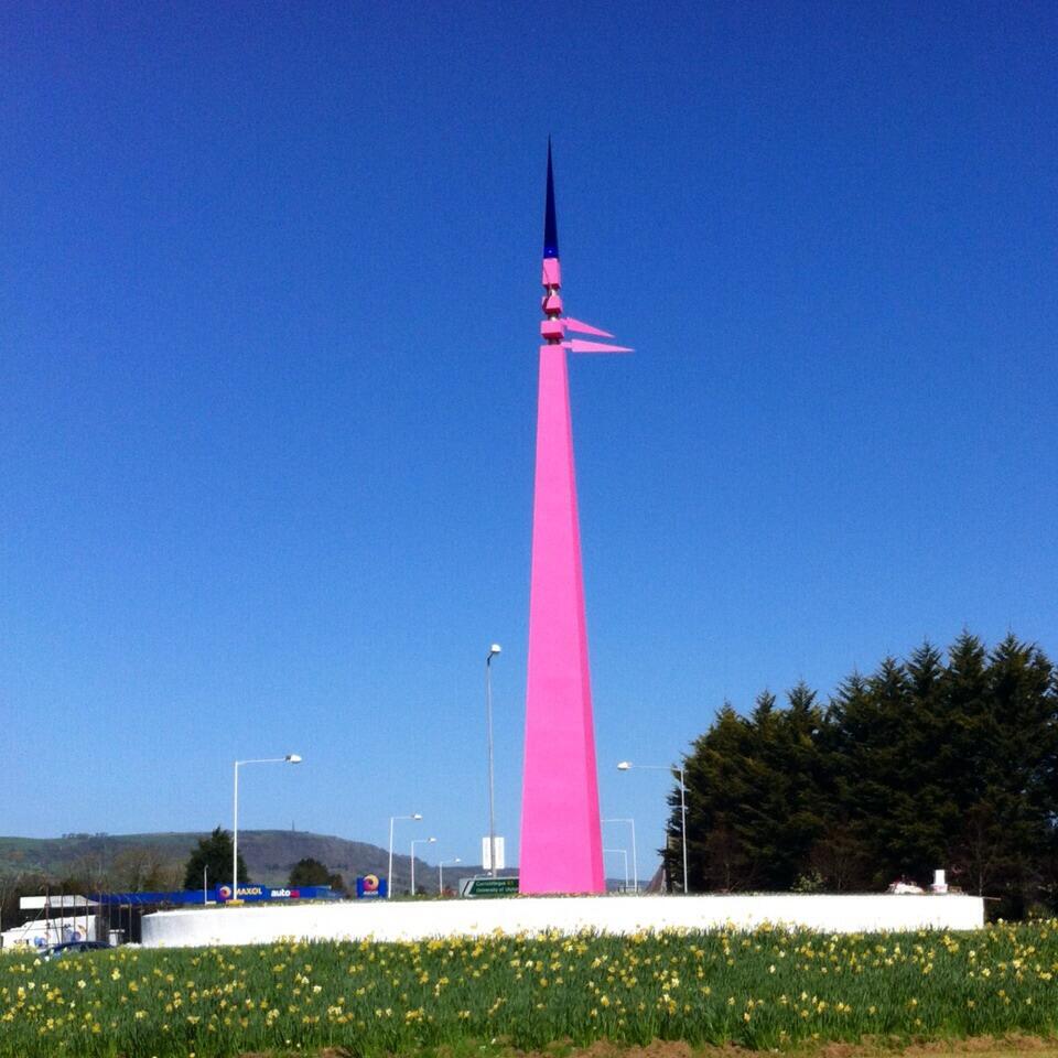 Whiteabbey Spike Sculpture Painted Pink for Giro D'Italia 2014