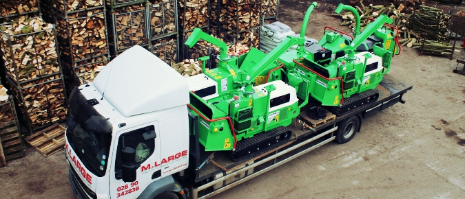 Mean Green Machines - Greenmech wood chippers loaded up for client orders.